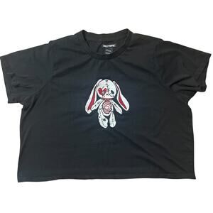 Hot Topic Embroidered Stitched Bunny Cropped T Shirt Size Large